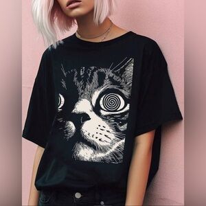 Hypno Cat Black Tee Shirt 3X Kitty Shirt